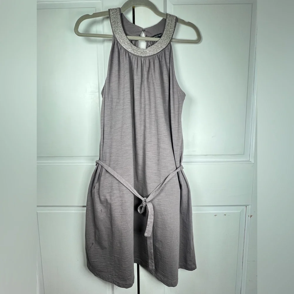 NWOT Banana Republic A-Line Belted Dress Sequin Embellishment Neckline Sz Large - Picture 2 of 9